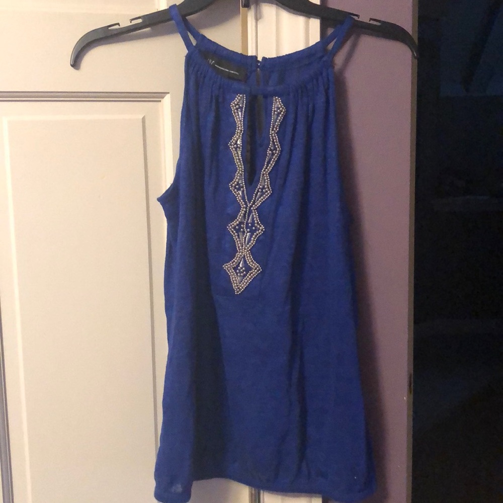 Blue jeweled tank top